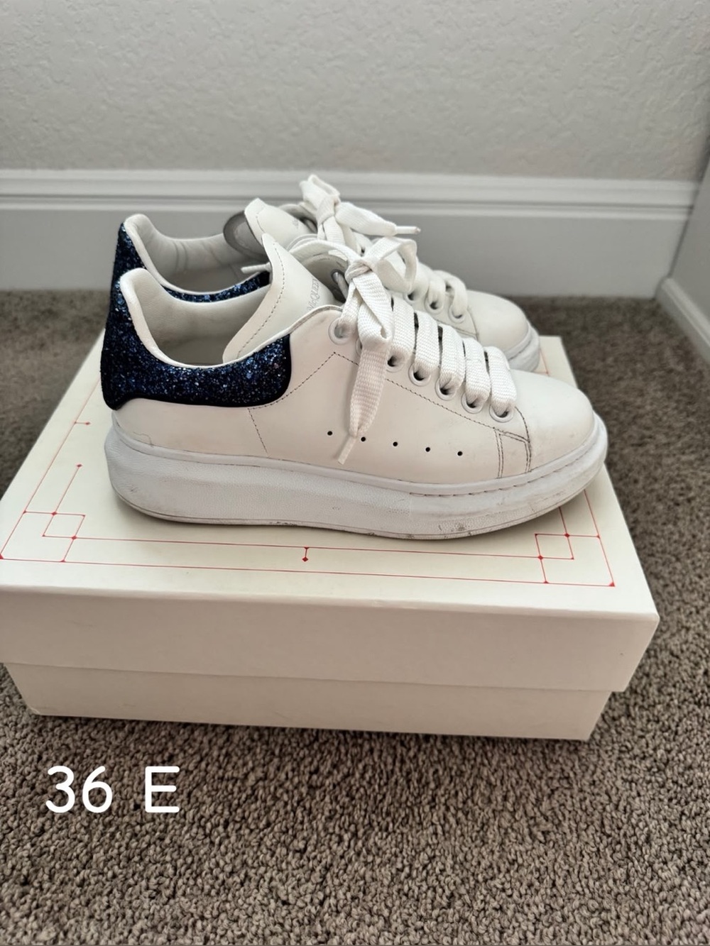 Alsxander mcqueen Sneakers with Blue Glitter Heel